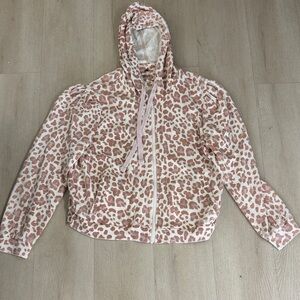Kensie Pink Leopard Print Lounge Zip Up Hoodie Sweatshirt Size L